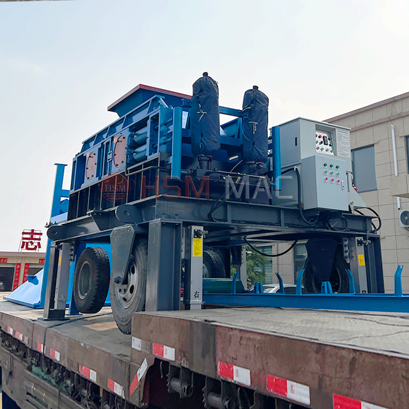 時產(chǎn)100噸瓜米石移動對輥制砂一體機型號怎么選？